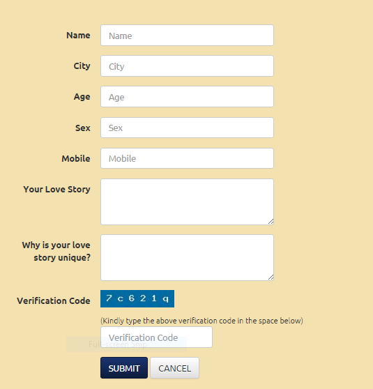 "Pyaar Ki Ek Kahaani Suno" 2016 Entry Form Sample Image Credit : Zee Tv